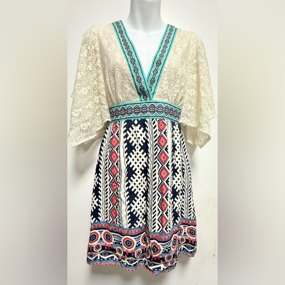 Flying Tomato Turquoise and Cream Dress - Picture 1 of 8
